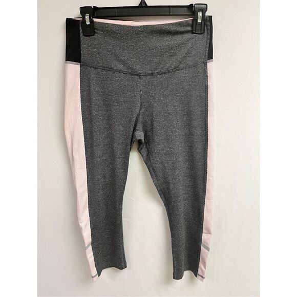 Marika Pants - Marika Sport Women's Mid-rise Mid Waist Activewear Capri Black Pink Striped Smal
